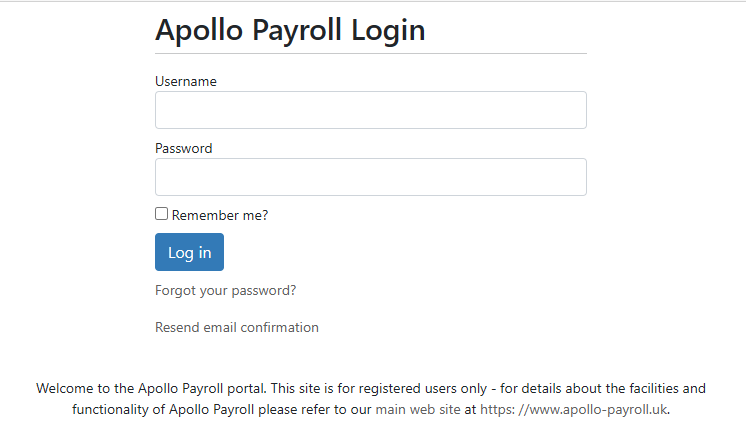 Login page