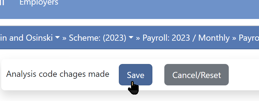 Save analysis code changes